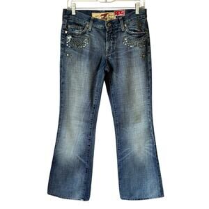 7 For All Mankind X Great China Wall Studded Women's Crystal Flare Leg Jeans